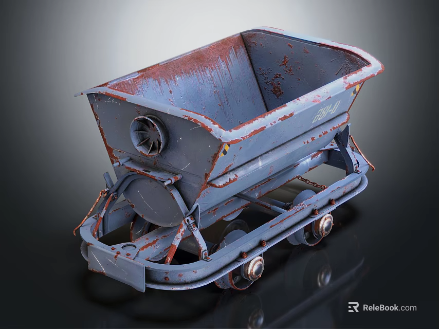 Vintage Rusted Metal Mine Cart With Railway Wheels And Classic Structure 3d model 