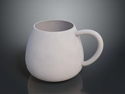 White Ceramic Mug With Modern Simple Design For Daily Home Use 3d model