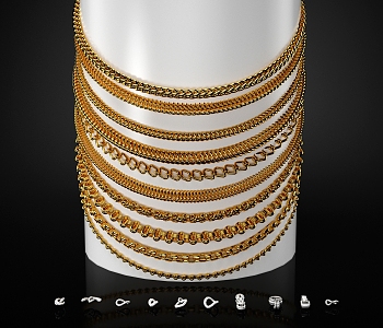 Modern Jewelry Necklace Bracelet Chain Gold Necklace 3d model