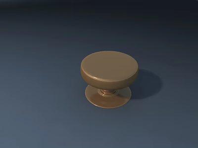 Golden Round Cabinet Knob With Smooth Surface Isolated On Dark Background 3d model