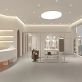 Modern Clothing Store Front With White Exterior Window Display Mannequins And Plants