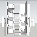Staircase Design In Building Interior With Multiple Levels And Connected Platforms 3d model