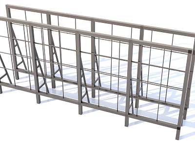 Metal Fence With Modern Grid Design For Safety And Durable Structure 3d model