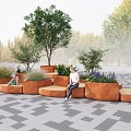 Outdoor modeling combination landscape flower box seat 3d model