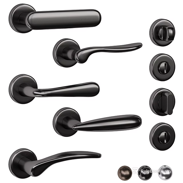 Modern Black Door Handles With Various Styles And Elegant Design Options 3d model 