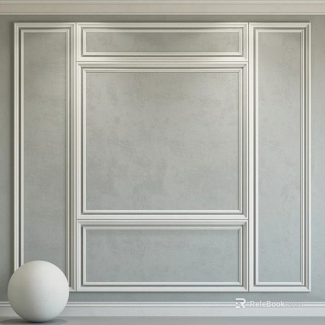 Wall Panel Component With White Line Decorations On Light Colored Wall In Simple Modern Style 3d model 