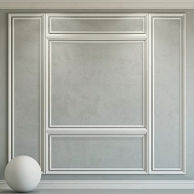 Wall Panel Component With White Line Decorations On Light Colored Wall In Simple Modern Style 3d model