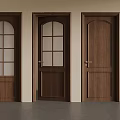 Wooden Hinged Doors Featuring Various Panel Designs and Glass Inserts for Home Interior 3d model