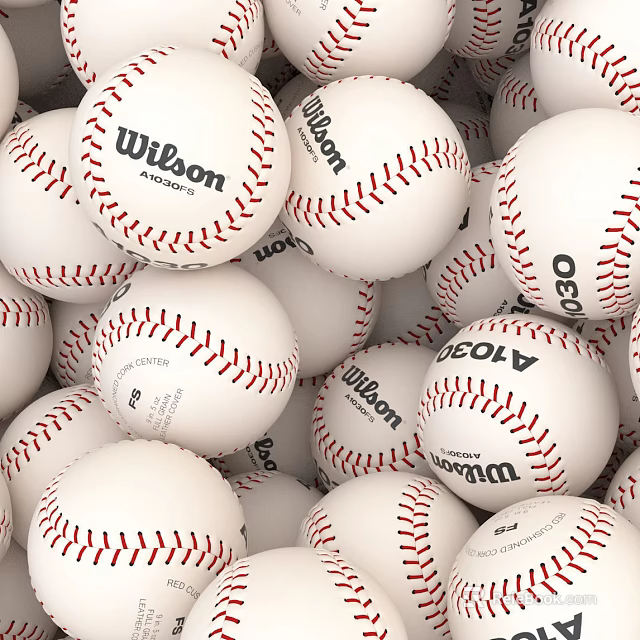 Quality Sports Equipment Wilson White Baseballs With Red Stitching In Bulk 3d model 