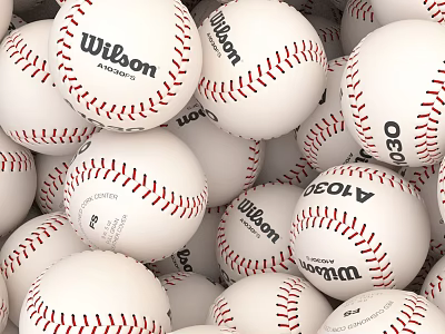 Quality Sports Equipment Wilson White Baseballs With Red Stitching In Bulk 3d model