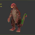 Giant Monster 3D Rendering Standing Pose Green Skin Spiked Back Sharp Claws