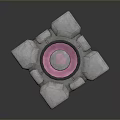 Decorative Square Household Item With Gray Concrete Texture And Pink Circular Heart Patterns