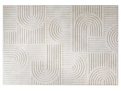 Square Area Rug With Abstract Geometric Patterns In Neutral Tones 3d model
