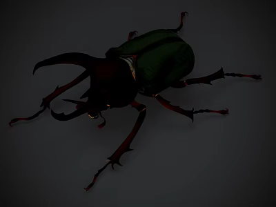 Realistic Green Reptile 3D Model With Brown Horns Legs And Gray Background 3d model