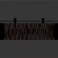 Modern Dark Wooden Bench With Backrest And Seat Planks On Metal Legs
