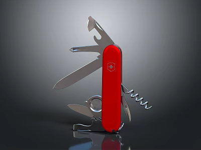 Essential Red Swiss Army Knife For Multifunctional Food Preparation And Cooking Tasks 3d model