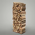 Rustic Stone Wood Stacked Firewood Pile With Natural Logs And Texture 3d model