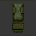 Green Military Truck With Front Cab Open Cargo Bed And Off Road Tires