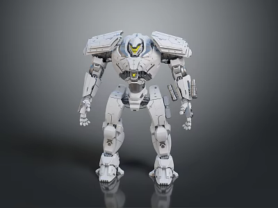 Futuristic White Humanoid Robot With Metallic Armor And Mechanical Design Features 3d model