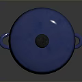 Stylish Blue Cooking Pot With Lid And Two Handles For Kitchen Use