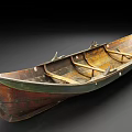 Traditional Wooden Canoe Interior Design With Brown Green Exterior And Wooden Seats