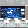 Modern Control Room Interior With Multiple Monitors Console Desks Ergonomic Chairs And Ceiling Lighting 3d model