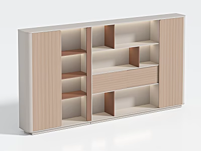Modern Bookcase With Wooden And White Panels Multiple Shelves And Sleek Design 3d model