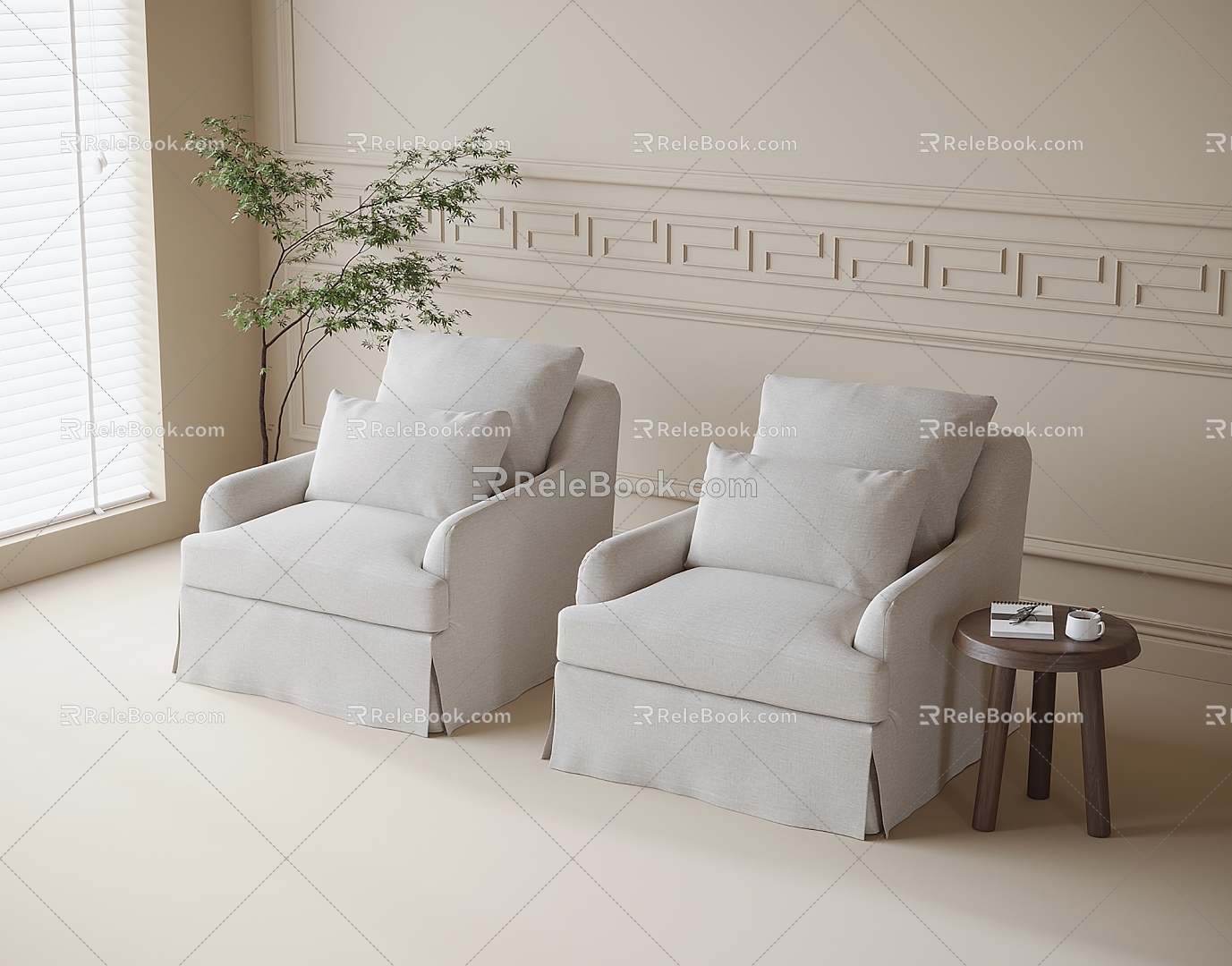 Modern Single Sofa Negotiation Sofa Leisure Chair 3d model