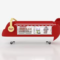 Red Mobile Function Vehicle With Cute Design Display Windows And Yellow Handles 3d model