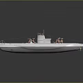 Detailed Military Submarine Scale Model With White Hull And Deck Features