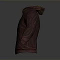 Dark Red Leather Jacket With Zipper Stand Up Collar And Pockets Simple Design 3d model