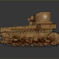 Vintage Rusty Brown Military Tank With Tracks And Turret Design
