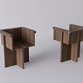 Modern Wooden Dining Chairs With Square Armrests And Minimalist Geometric Design