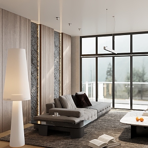 Modern living room sofa combination floor lamp carpet 3d model