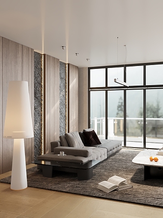 Modern living room sofa combination floor lamp carpet 3d model