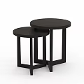 Modern Black Round Coffee Tables with Nesting Design and Stylish Legs 3d model