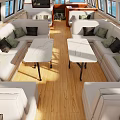 Spacious Ship Interior With Sofas Tables And Skylights 3d model