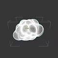 Minimalist White Plant Painting with Cloud Like Shape on Black Background