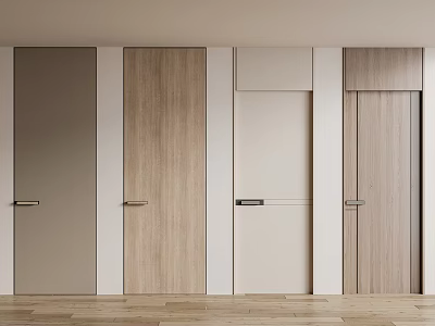 Modern Hinged Doors For Interior Design With Wooden And Neutral Color Finishes 3d model