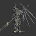 Game Movie Character With Metallic Armor Spear Weapon And Dark Background Design