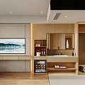 Hotel Room Interior With Modern Wooden Furniture TV Vanity Wardrobe And Mini Fridge