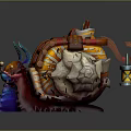 Vibrant Fantasy Snail Creature With Character On Decorated Shell And Hanging Lantern
