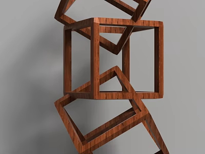 Geometric Wooden Decorative Ornament Set With Stacked Frame Design For Home Decor 3d model