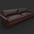 Brown Leather Three Seater Sofa with Modern Design and Comfortable Seats 3d model