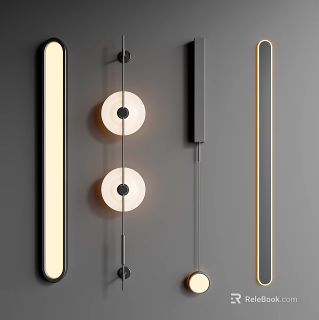 Sleek Modern Wall Lamps With Circular Linear Design And Warm Lighting 3d model 