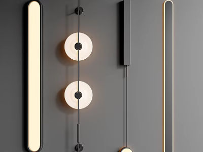 Sleek Modern Wall Lamps With Circular Linear Design And Warm Lighting 3d model