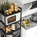 Modern Black Metal Bathroom Cabinet Rack With Storage Shelves For Toiletries And Towels