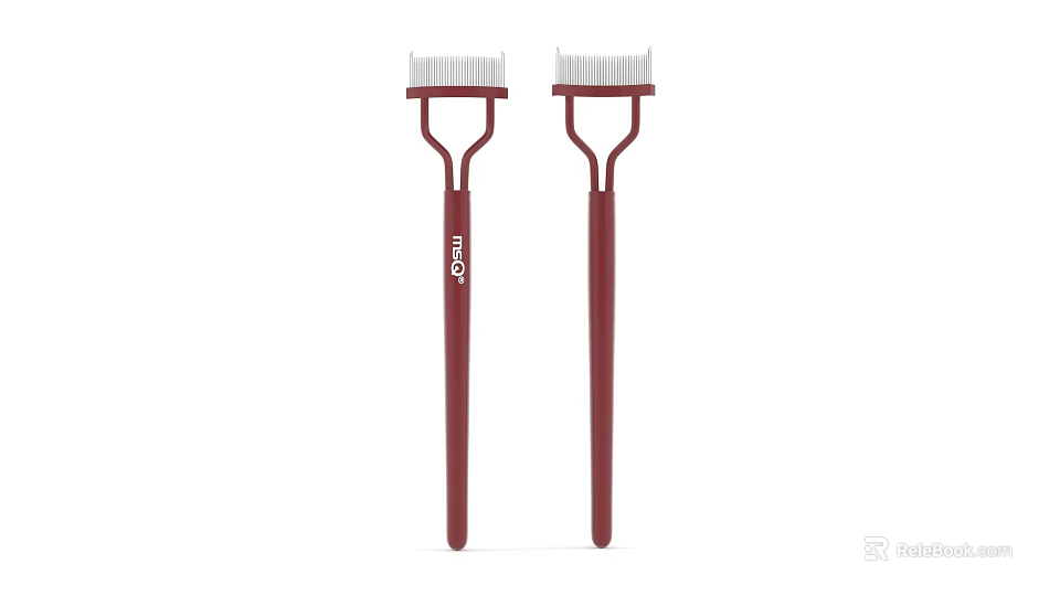 TULA Two Red Facial Brushes With Soft Bristles Cosmetic Skincare Tool 3d model 