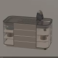Modern Black White Jewelry Cabinet With Transparent Panels Multiple Drawers And Black Handbag On Top