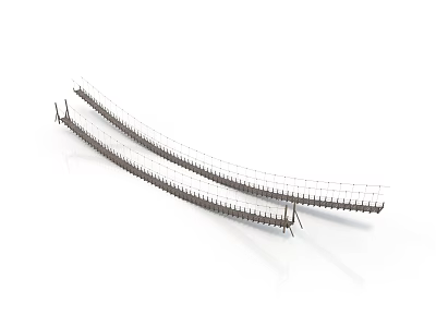 Curved Metal Architectural Components With Mesh Design And Frame Structure 3d model